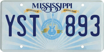 MS license plate YST893