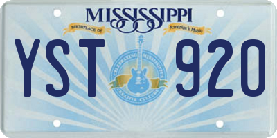 MS license plate YST920