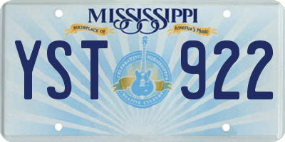MS license plate YST922