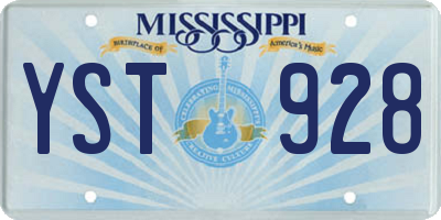 MS license plate YST928