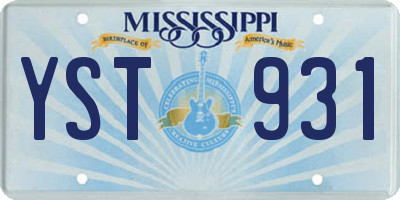 MS license plate YST931