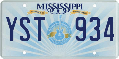 MS license plate YST934