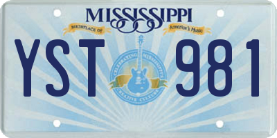 MS license plate YST981