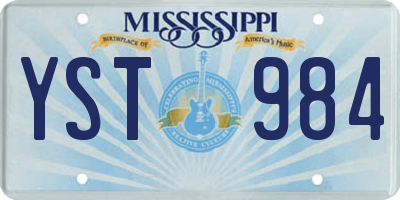 MS license plate YST984