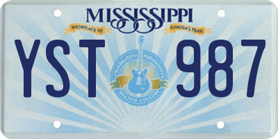 MS license plate YST987