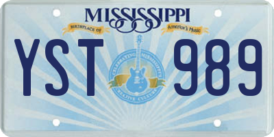 MS license plate YST989