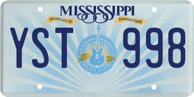 MS license plate YST998