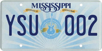 MS license plate YSU002