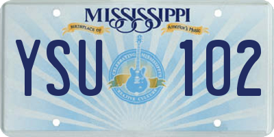 MS license plate YSU102