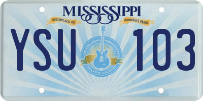 MS license plate YSU103