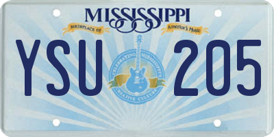 MS license plate YSU205