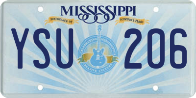 MS license plate YSU206