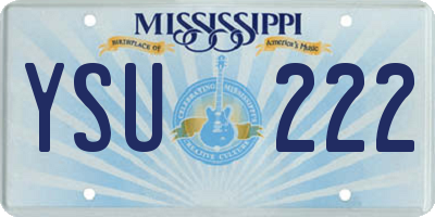 MS license plate YSU222