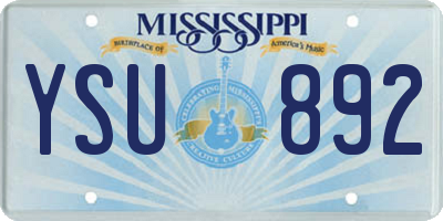 MS license plate YSU892