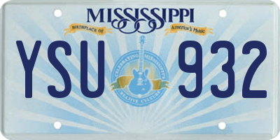 MS license plate YSU932