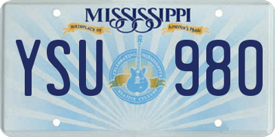 MS license plate YSU980
