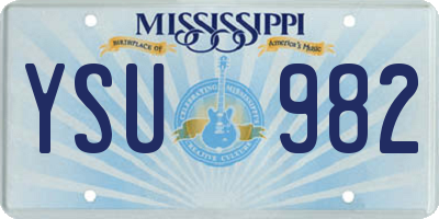MS license plate YSU982