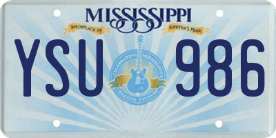 MS license plate YSU986