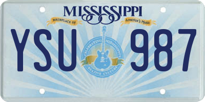 MS license plate YSU987