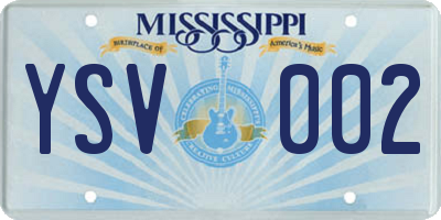 MS license plate YSV002