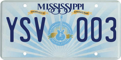 MS license plate YSV003