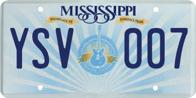 MS license plate YSV007