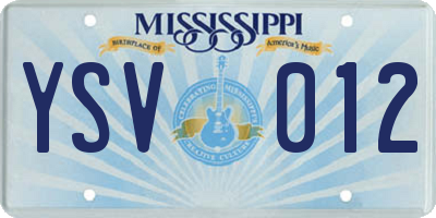 MS license plate YSV012