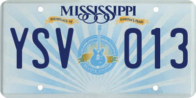 MS license plate YSV013