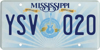 MS license plate YSV020