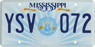 MS license plate YSV072
