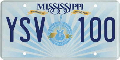 MS license plate YSV100
