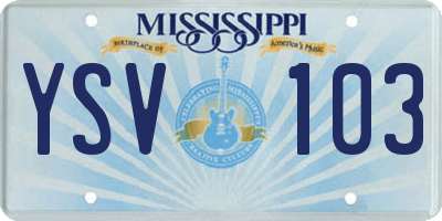 MS license plate YSV103