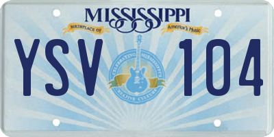 MS license plate YSV104