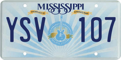 MS license plate YSV107