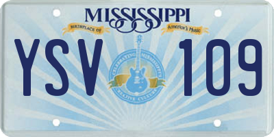 MS license plate YSV109