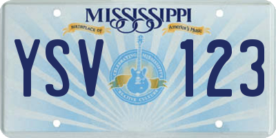 MS license plate YSV123