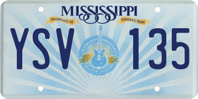 MS license plate YSV135
