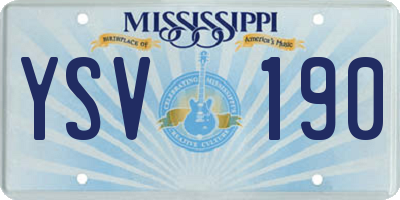 MS license plate YSV190