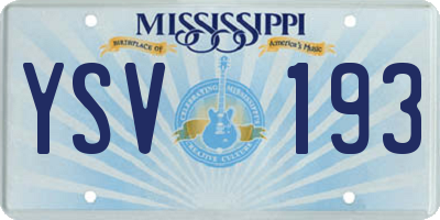 MS license plate YSV193
