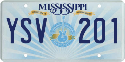 MS license plate YSV201
