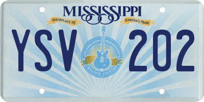 MS license plate YSV202