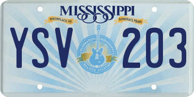 MS license plate YSV203