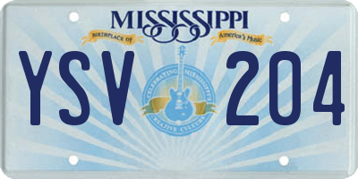MS license plate YSV204