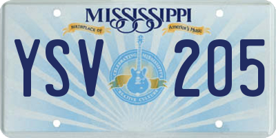 MS license plate YSV205