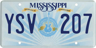 MS license plate YSV207