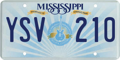 MS license plate YSV210