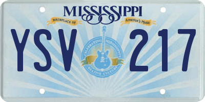 MS license plate YSV217