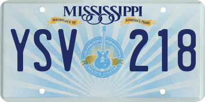 MS license plate YSV218
