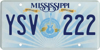 MS license plate YSV222