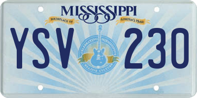 MS license plate YSV230